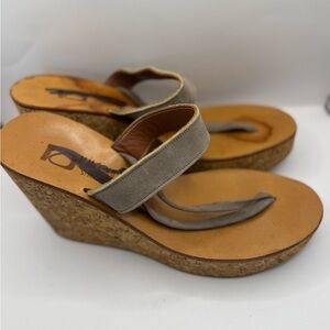 K. Jacques St. Tropez  Platform Wedge Sandal in‎ Taupe Suede Cork Women’s 41 9.5